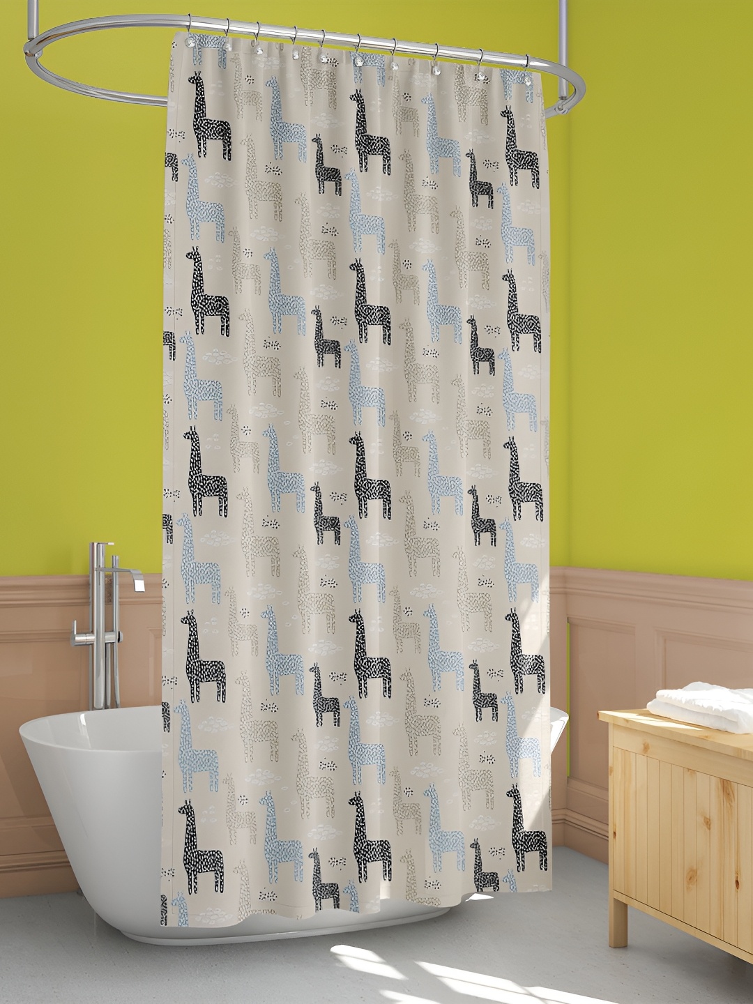 

ArtzFolio Beige & Blue Animal Printed Waterproof Shower Curtain