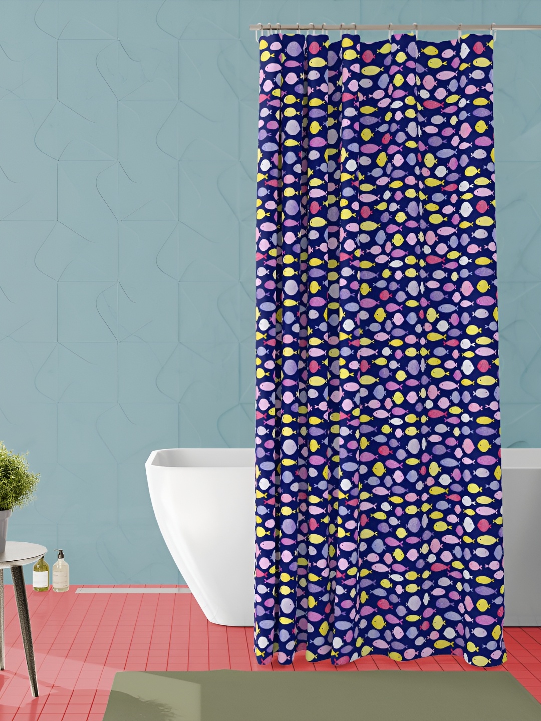 

ArtzFolio Blue & Pink Printed Waterproof Shower Curtain