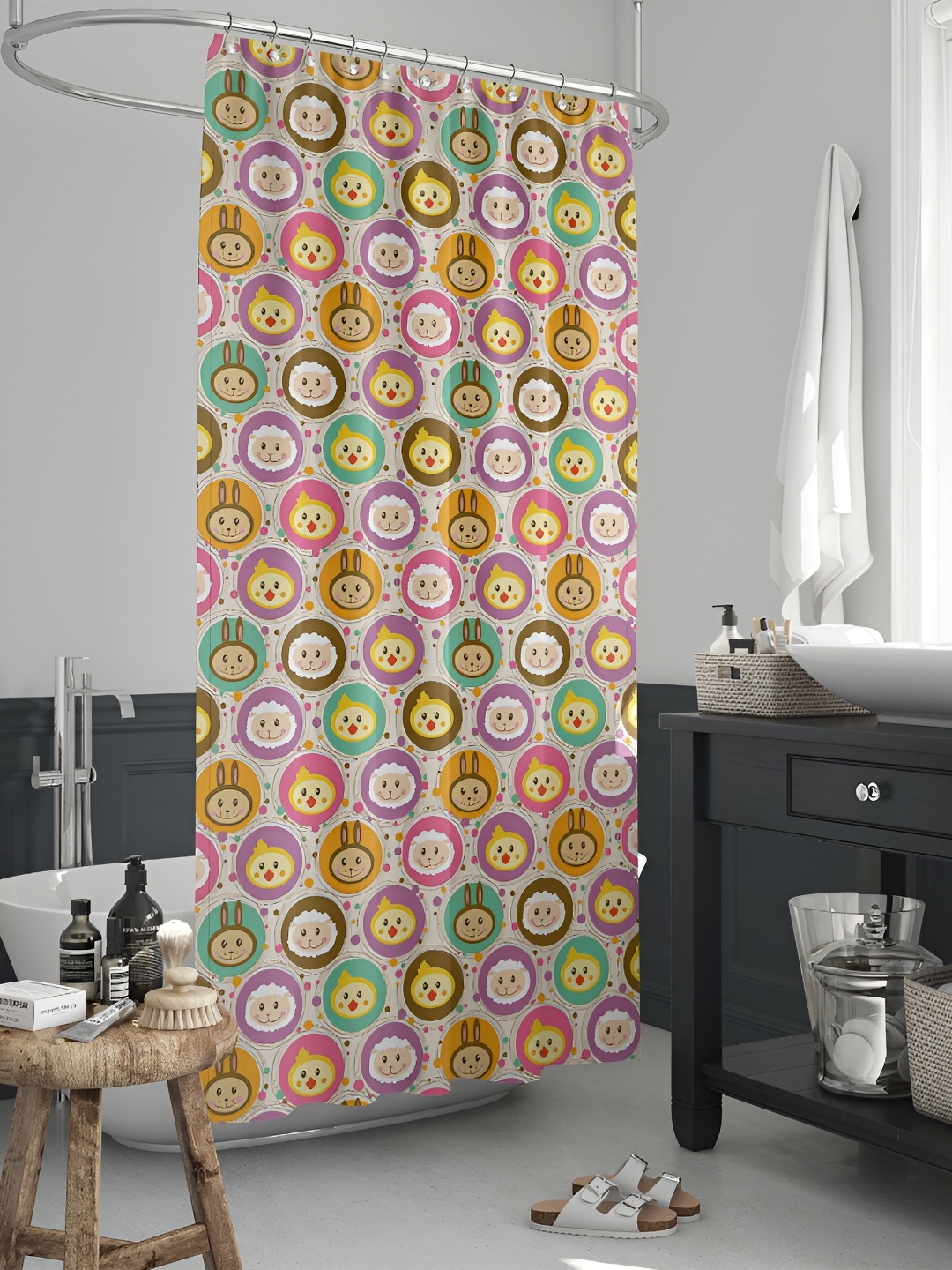 

ArtzFolio Purple and Orange Graphic Printed Waterproof Shower Curtain