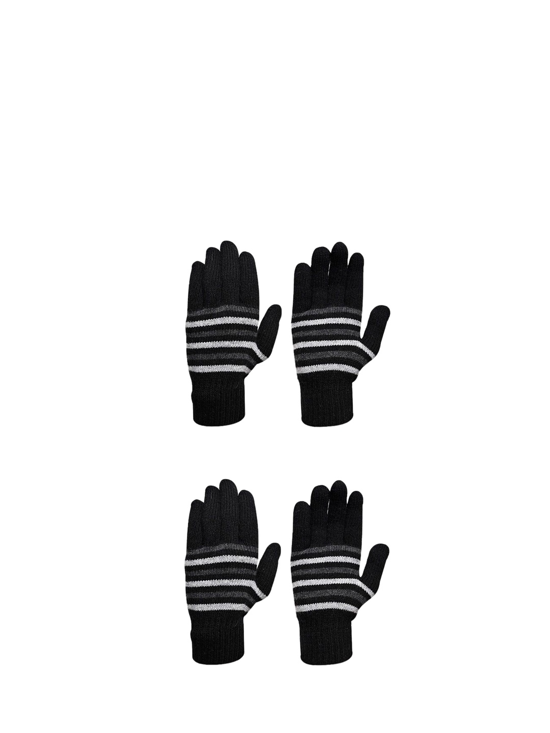 

LOOM LEGACY Men Striped Winter Gloves, Black
