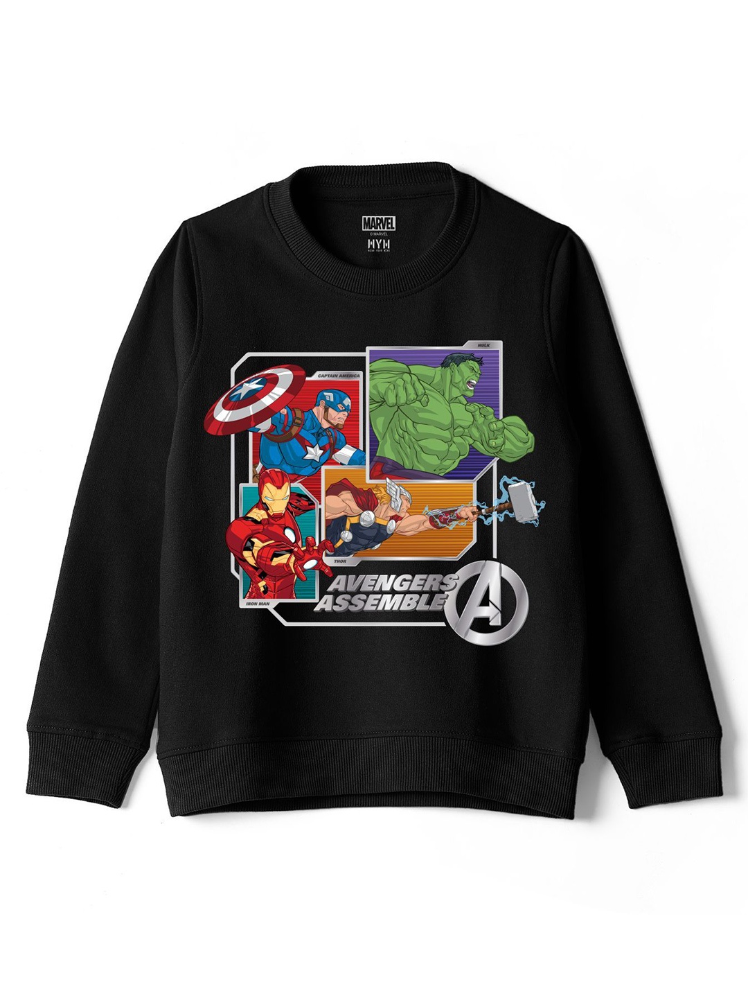 

Wear Your Mind Boys Printed Round Neck Pullover Sweatshirt, Black