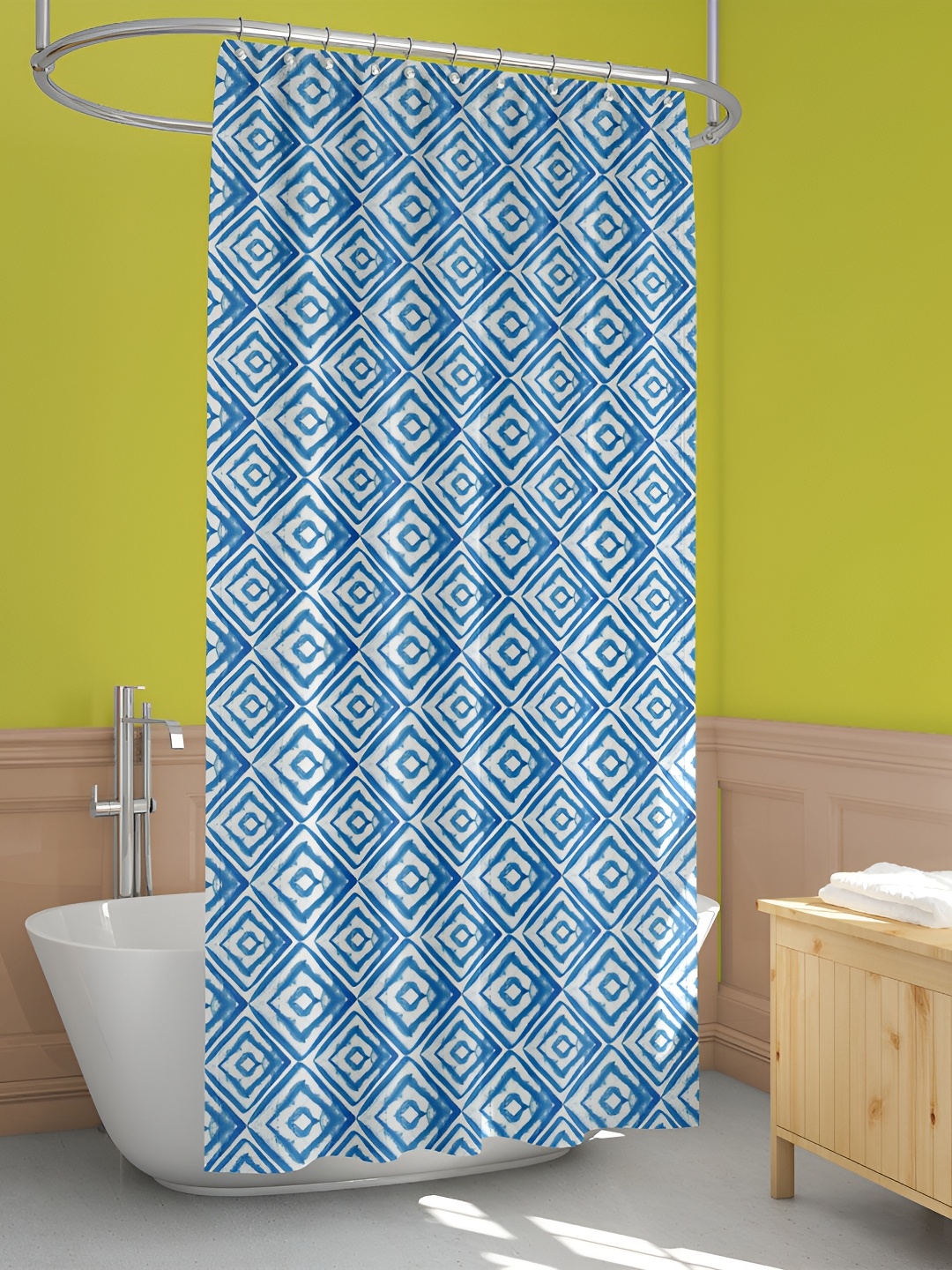 

ArtzFolio Blue & White Printed Waterproof Shower Curtain