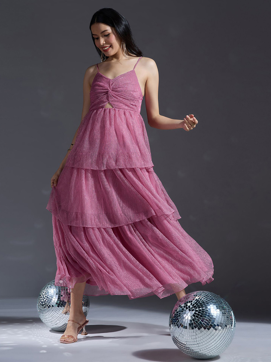 

20Dresses Women Shoulder Straps Fit & Flare Maxi Dress, Pink
