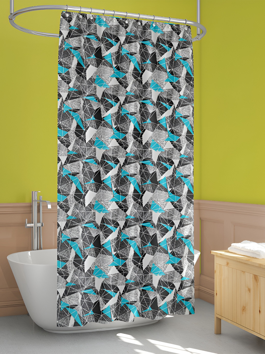 

ArtzFolio Grey & Black Printed Water Proof Shower Curtain