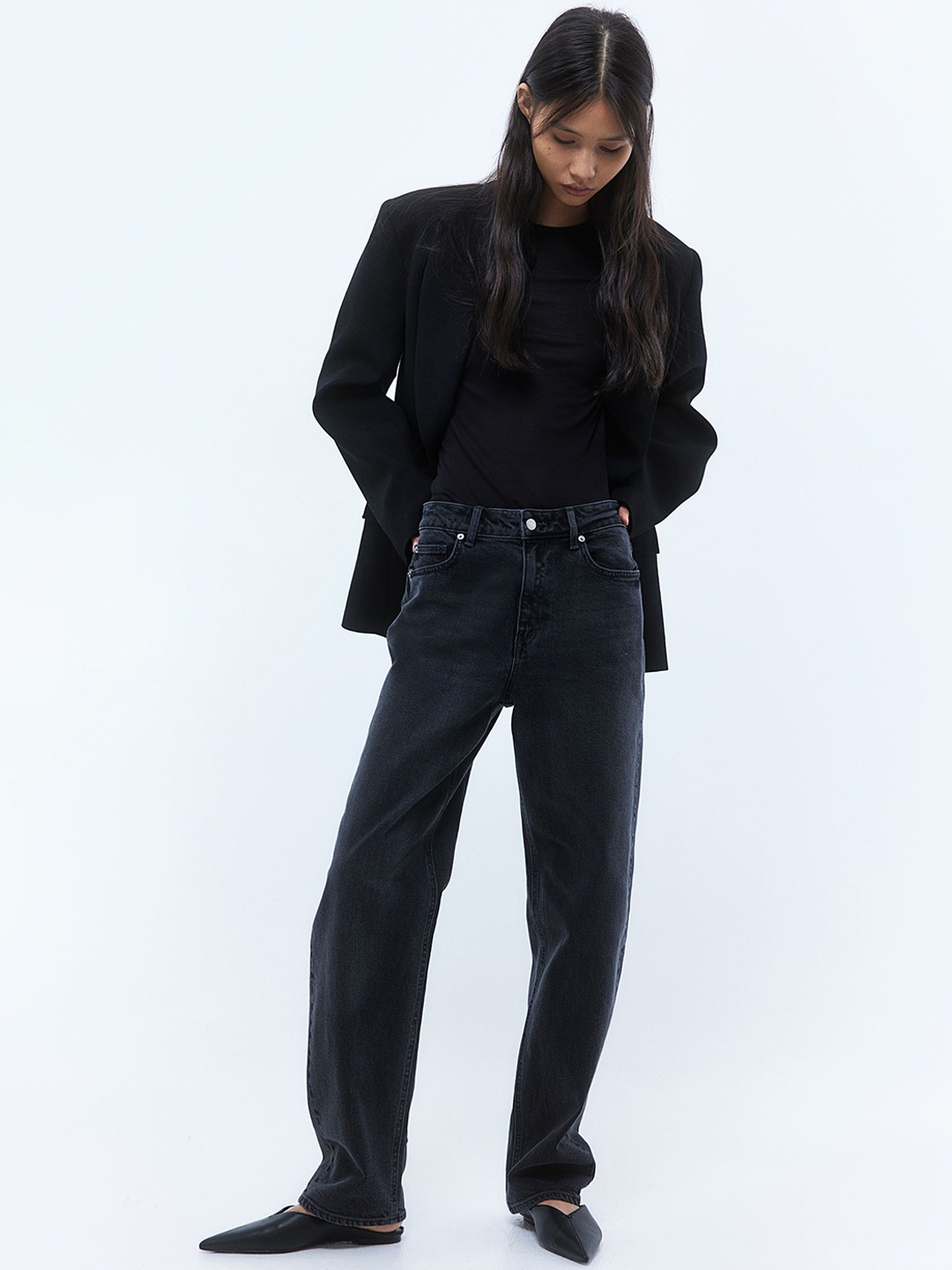 

H&M Tapered Jeans, Black