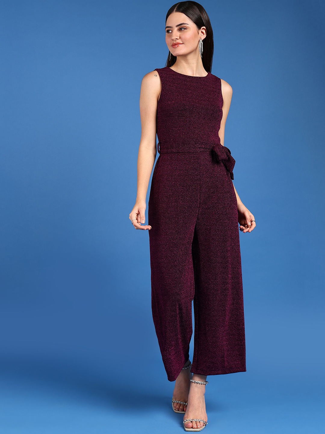 

SAFFE Women Round Neck Basic Jumpsuit, Purple
