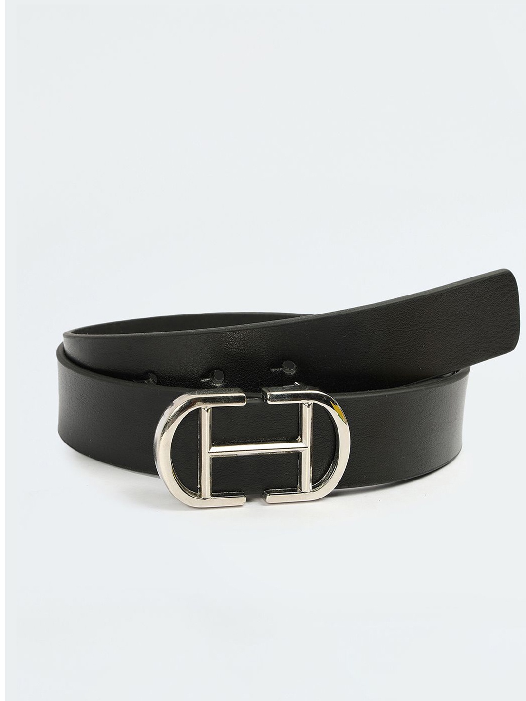 

max Men Push Pin Leather Belt, Black