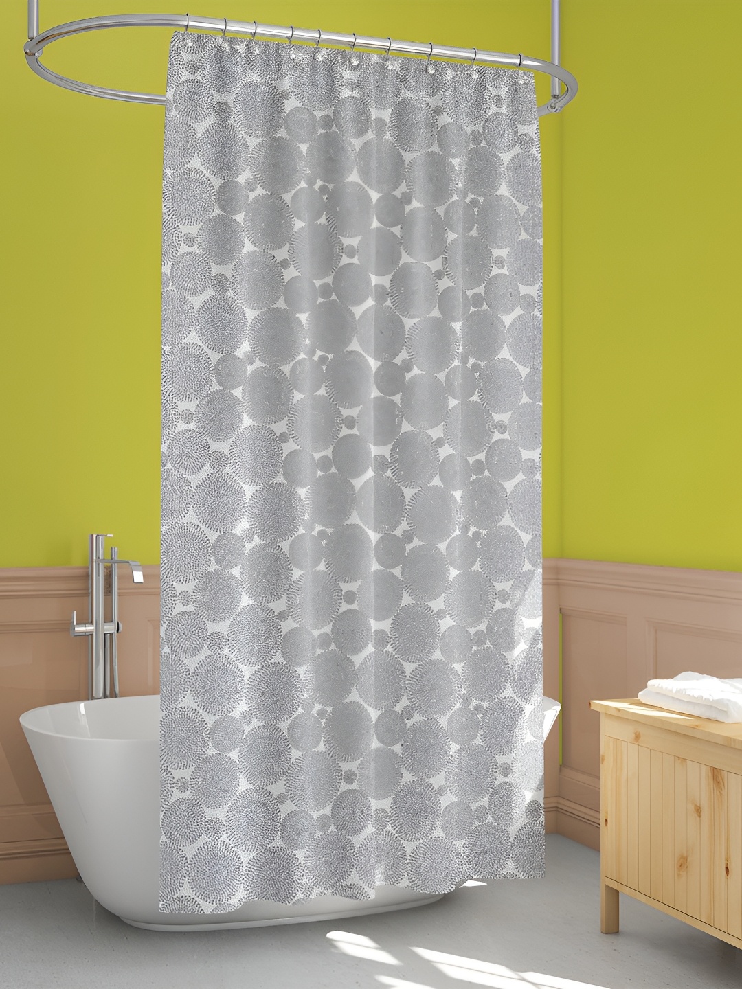 

ArtzFolio Grey & White Printed Waterproof Shower Curtain