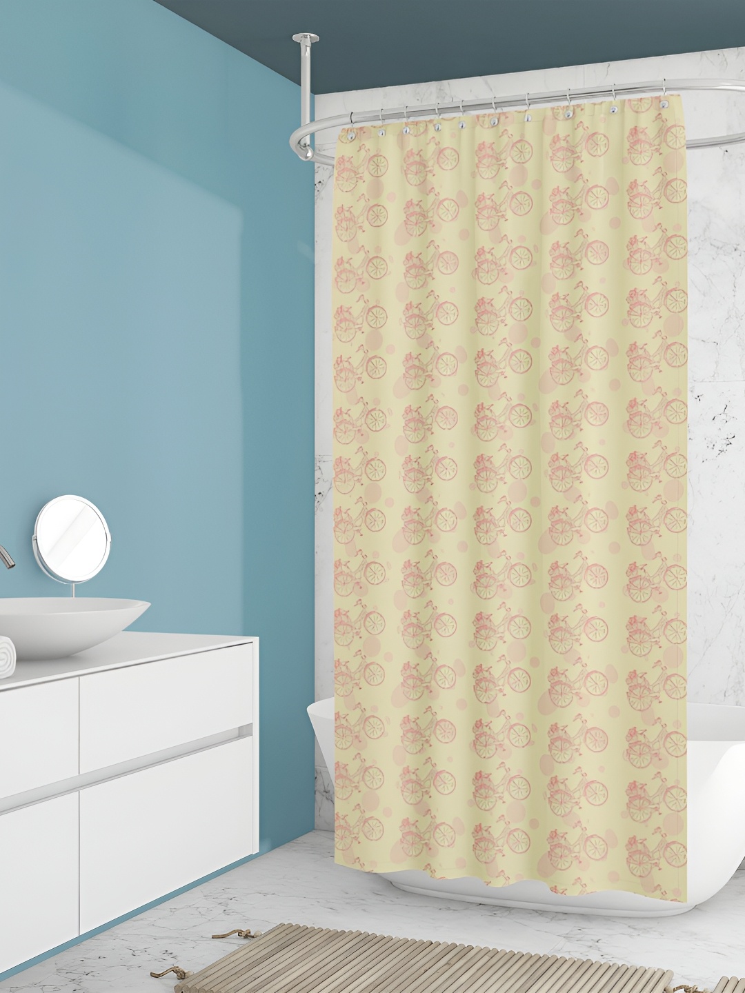 

ArtzFolio Cream & Pink Printed Waterproof Shower Curtains