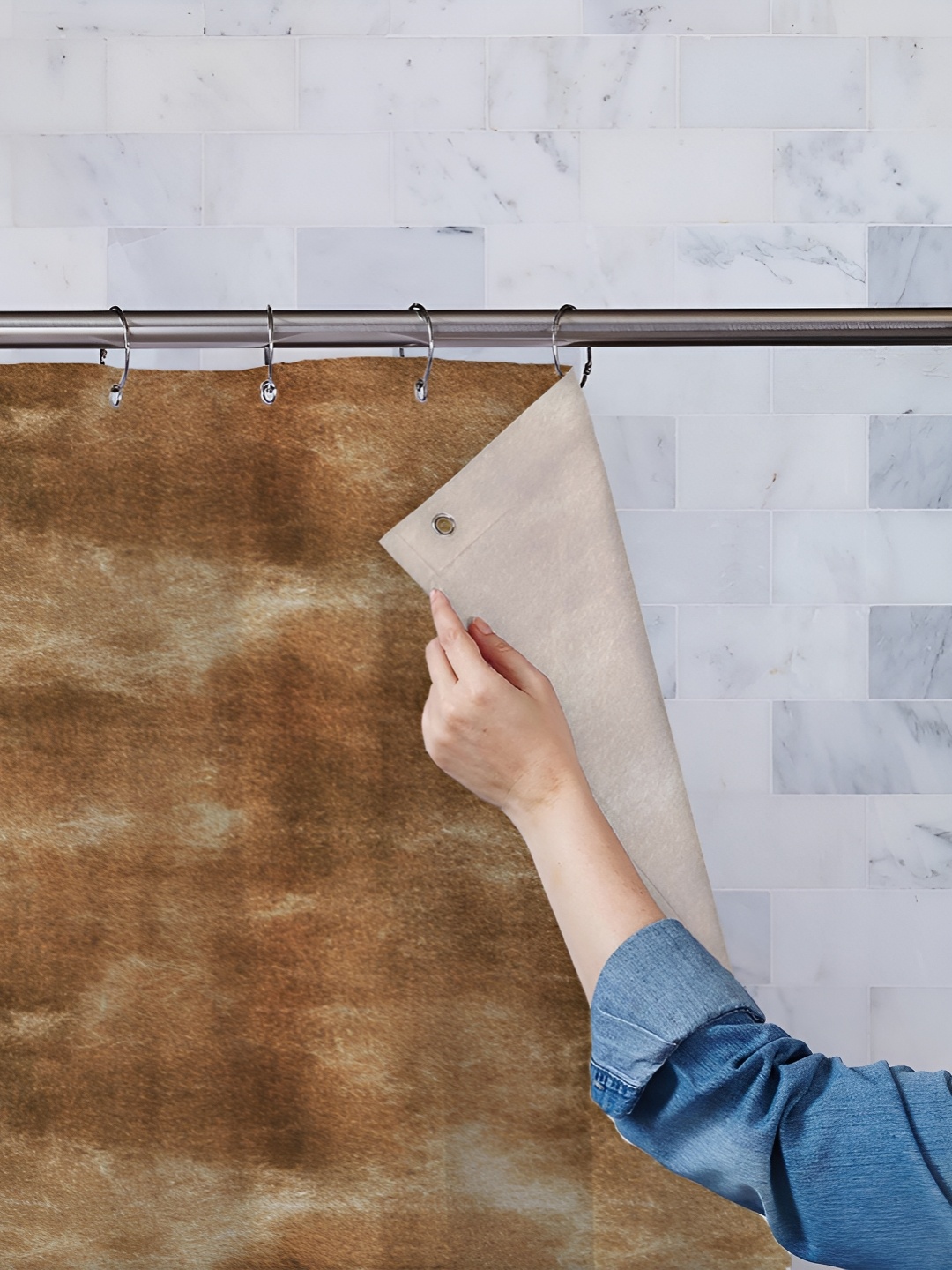

ArtzFolio Brown Waterproof Shower Curtain