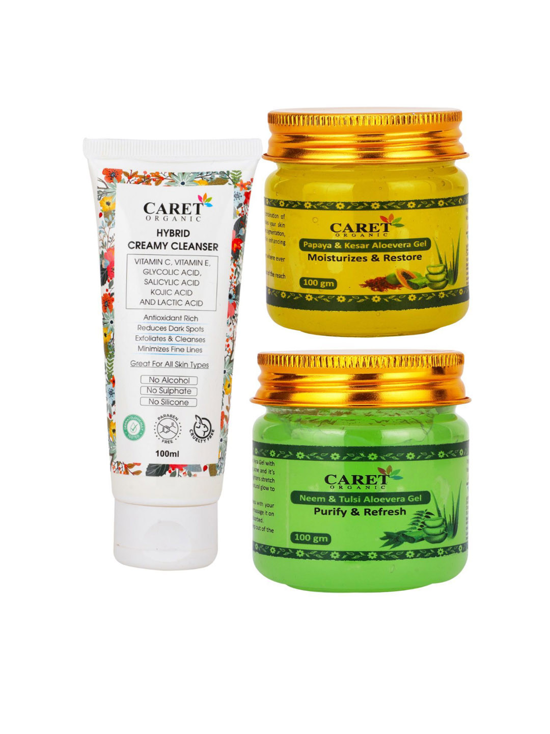 

CARET ORGANIC Set Of 3 Skin Care Combo, White