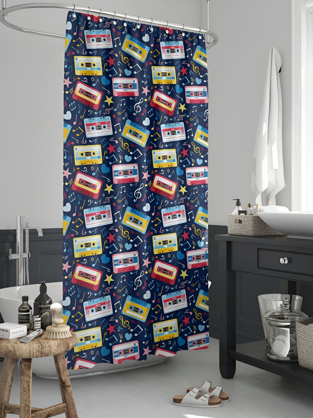 

ArtzFolio Blue & Red Printed Waterproof Shower Curtains