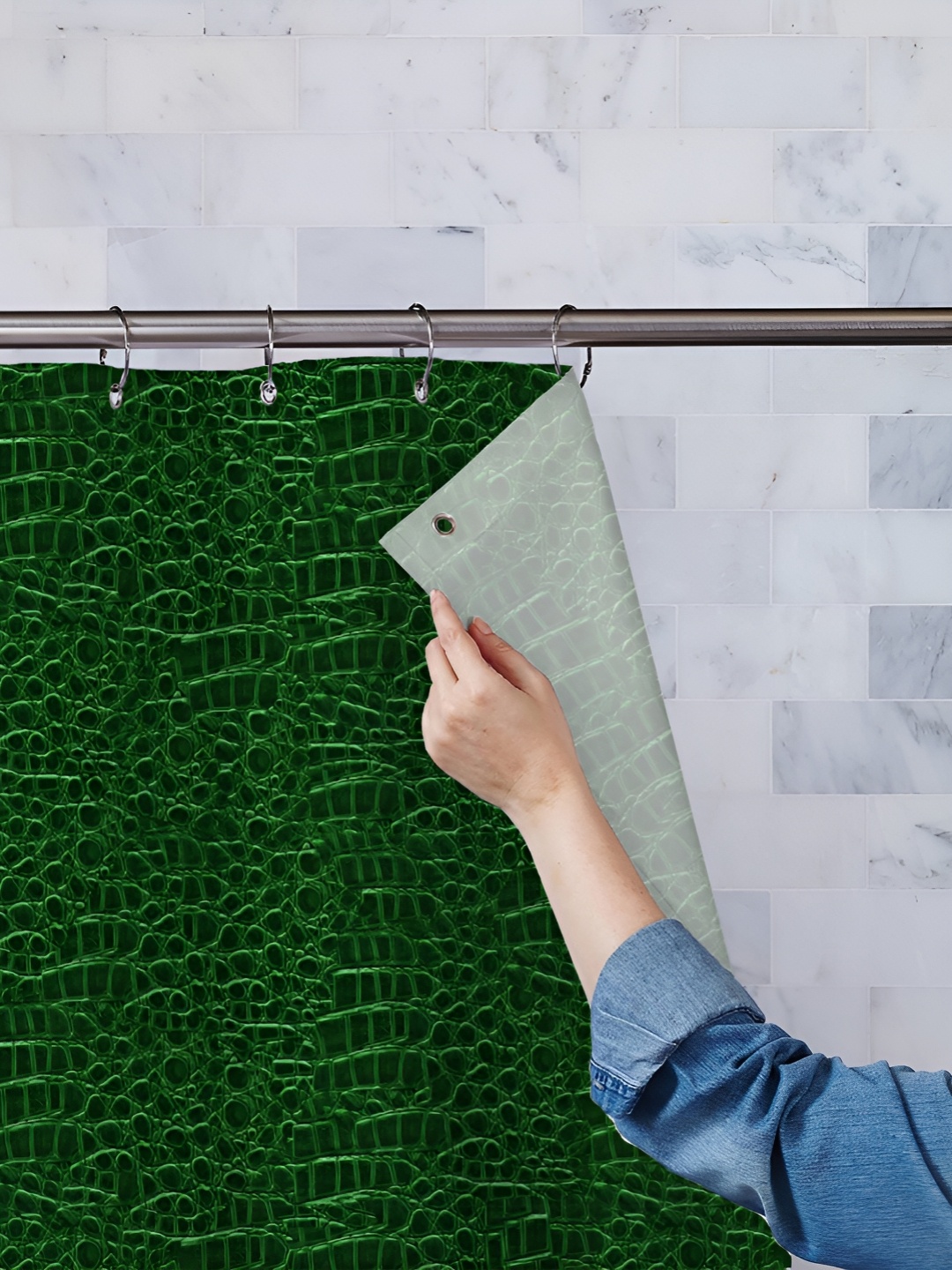 

ArtzFolio Green Printed Waterproof Shower Curtain