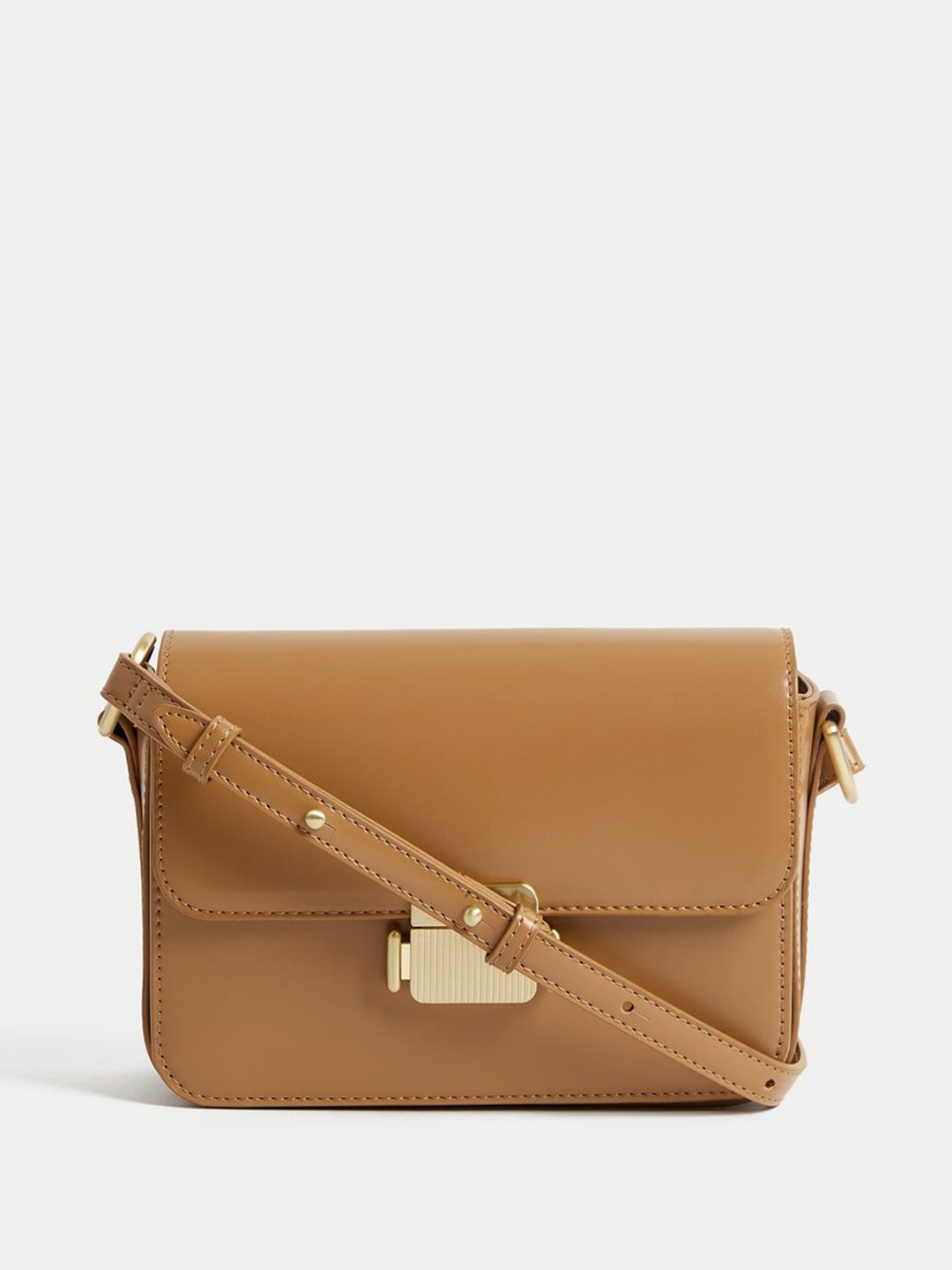 

Marks & Spencer Leather Structured Handheld Bag with Tasselled, Brown