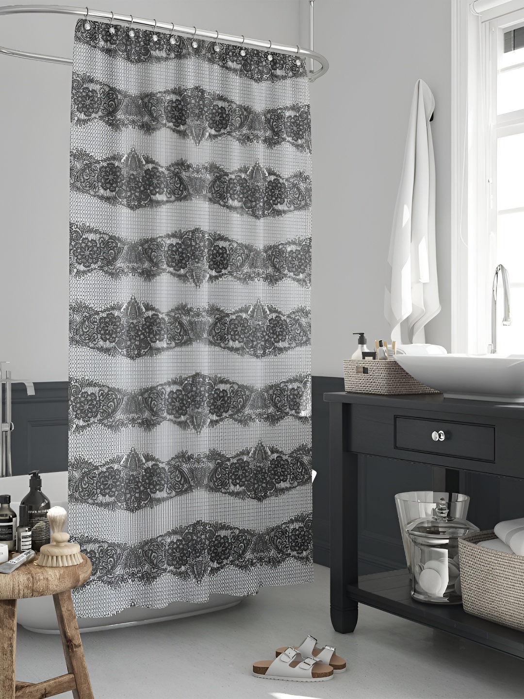 

ArtzFolio Black & White Printed Water Proof Shower Curtain