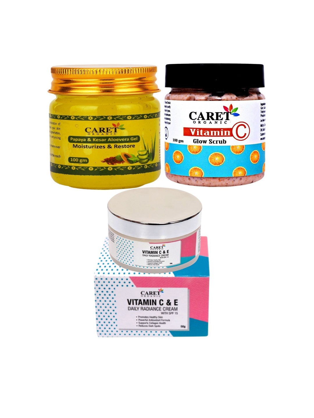 

CARET ORGANIC Set Of 3 Skin Care Combo, White