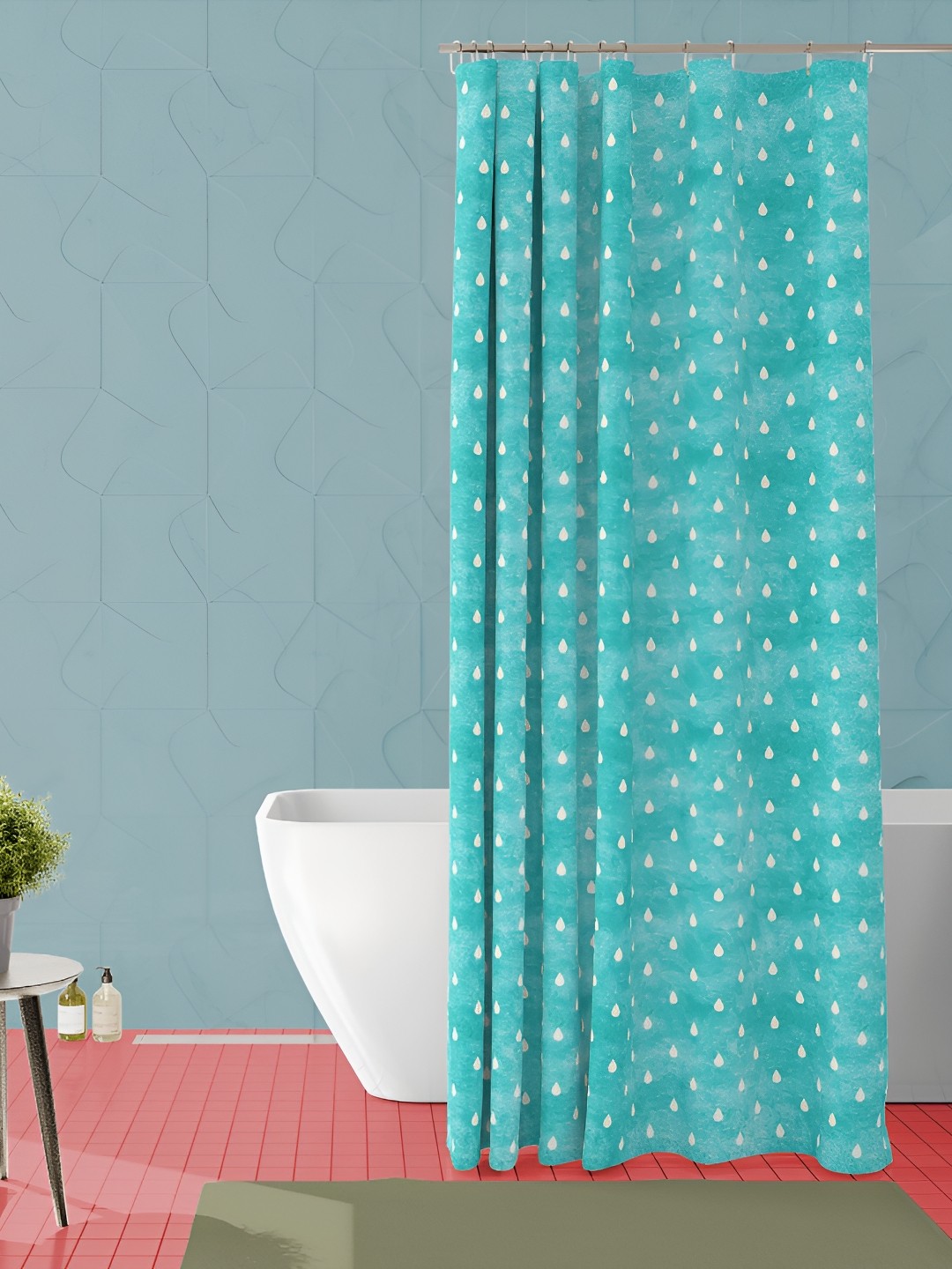 

ArtzFolio Turquoise Blue Printed Waterproof Shower Curtain