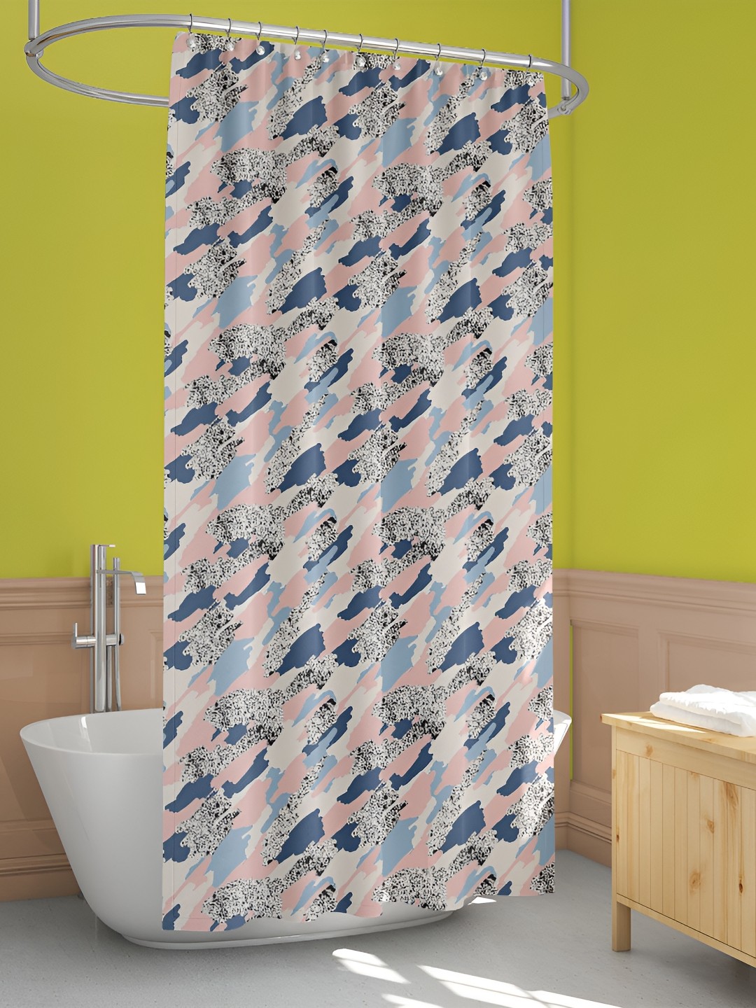

ArtzFolio White & Blue Printed Waterproof Shower Curtain