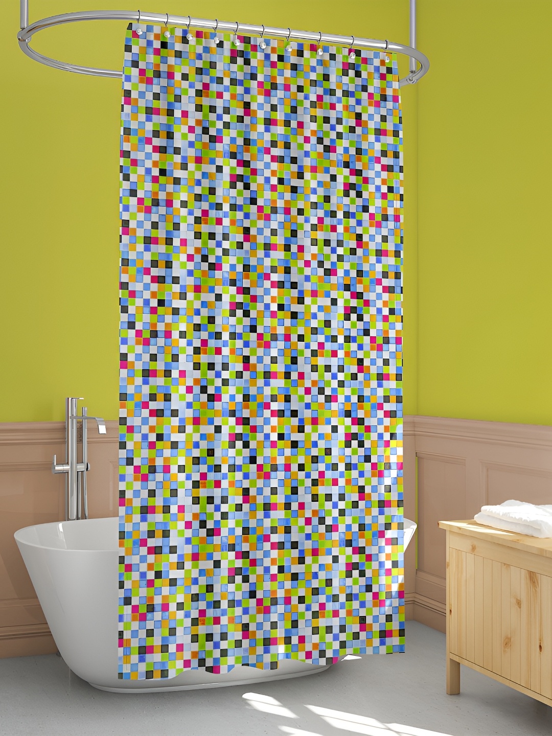 

ArtzFolio White & Blue Printed Waterproof Shower Curtains