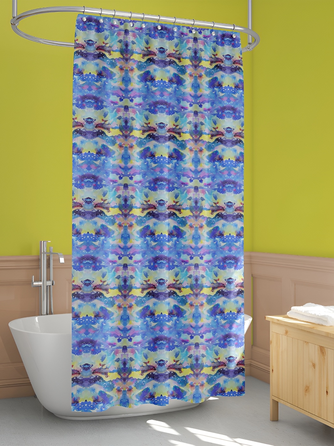 

ArtzFolio Blue Printed Waterproof Shower Curtain