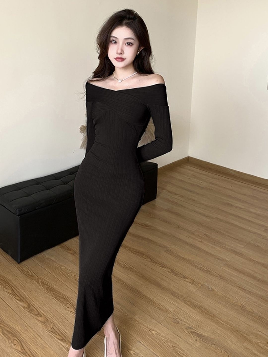 

KPOP Women Bodycon Maxi Dress, Black