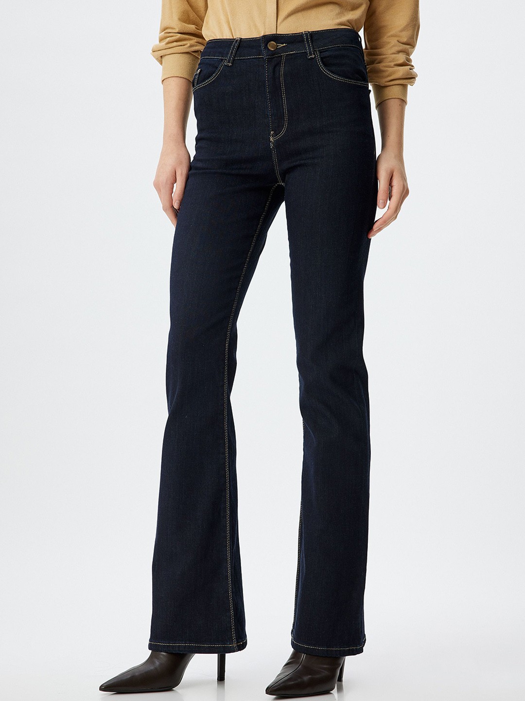 

Koton Women Mid-Rise Parallel Trousers, Blue