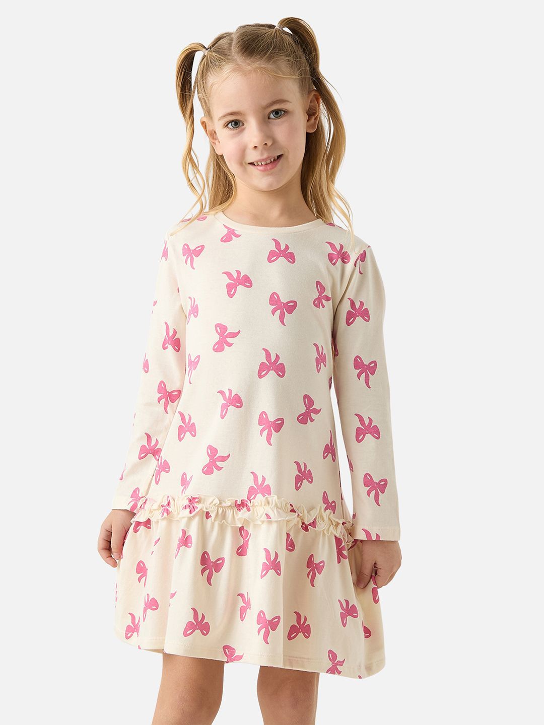 

Juniors by Babyshop Girls Conversational Printed Drop-Waist Dress, Cream