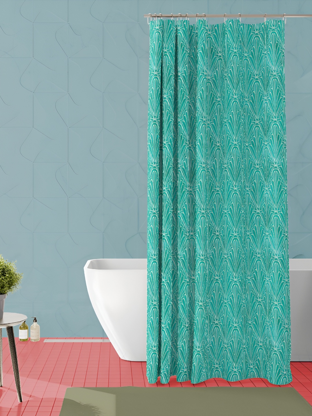 

ArtzFolio Teal Geometric Printed Waterproof Shower Curtain