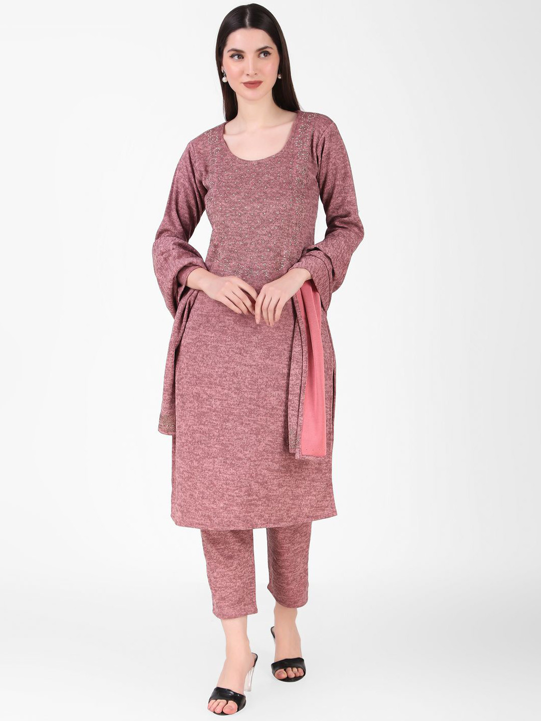 

FNOCKS Self Design Kurta With Trousers & Dupatta, Pink
