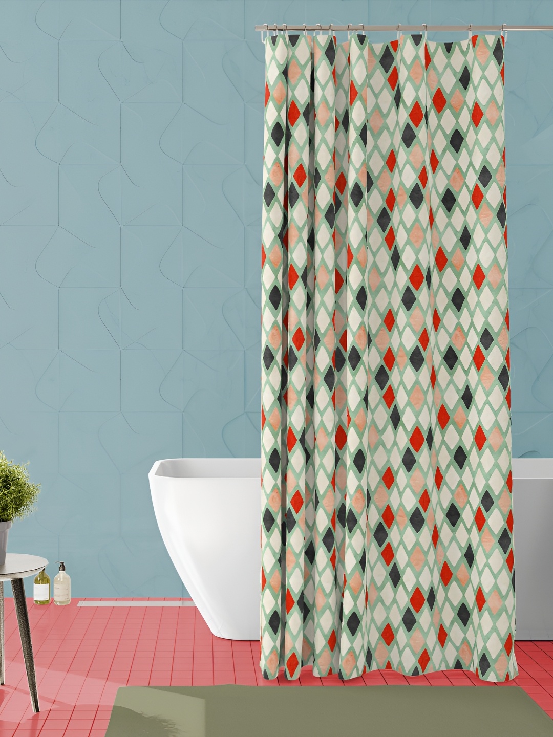 

ArtzFolio Yellow and Red Geometric Printed Waterproof Shower Curtain