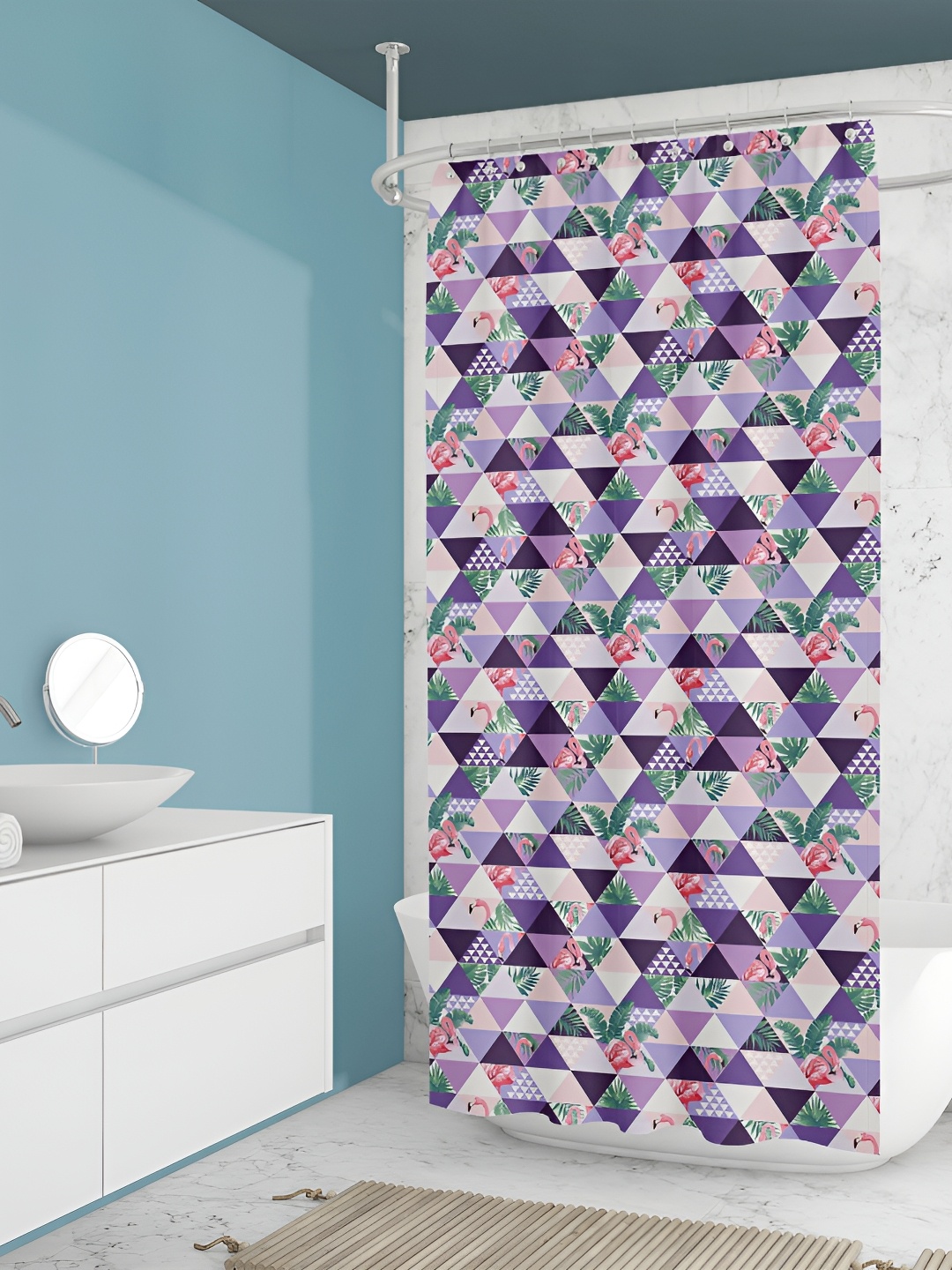 

ArtzFolio White & Purple Floral Printed Waterproof Shower Curtain