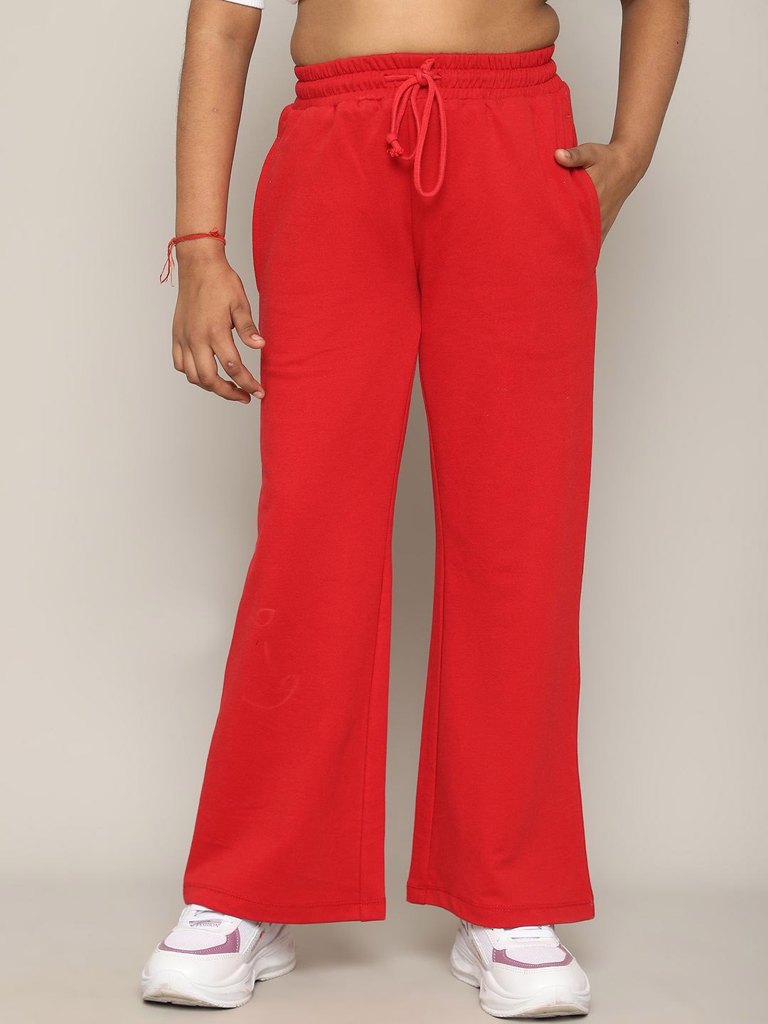 

Rute Girls Pure Cotton Mid-Rise Track Pants, Red