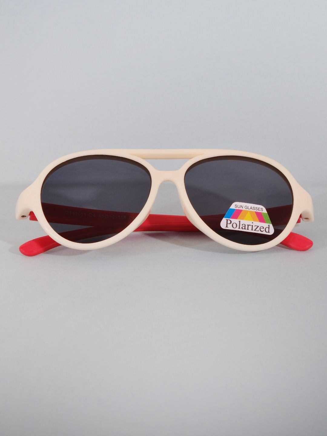 

DukieKooky Kids Aviator Sunglasses with Polarised and UV Protected Lens DKSG514F, Cream