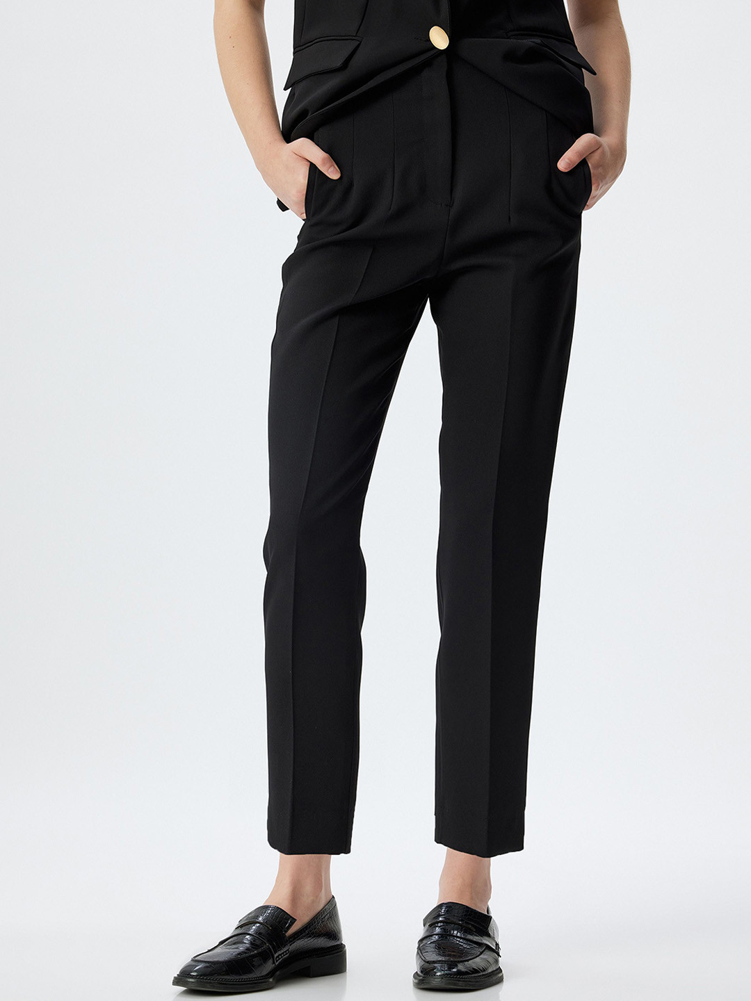

Koton Women High-Rise Regular Fit Formal Trousers, Black