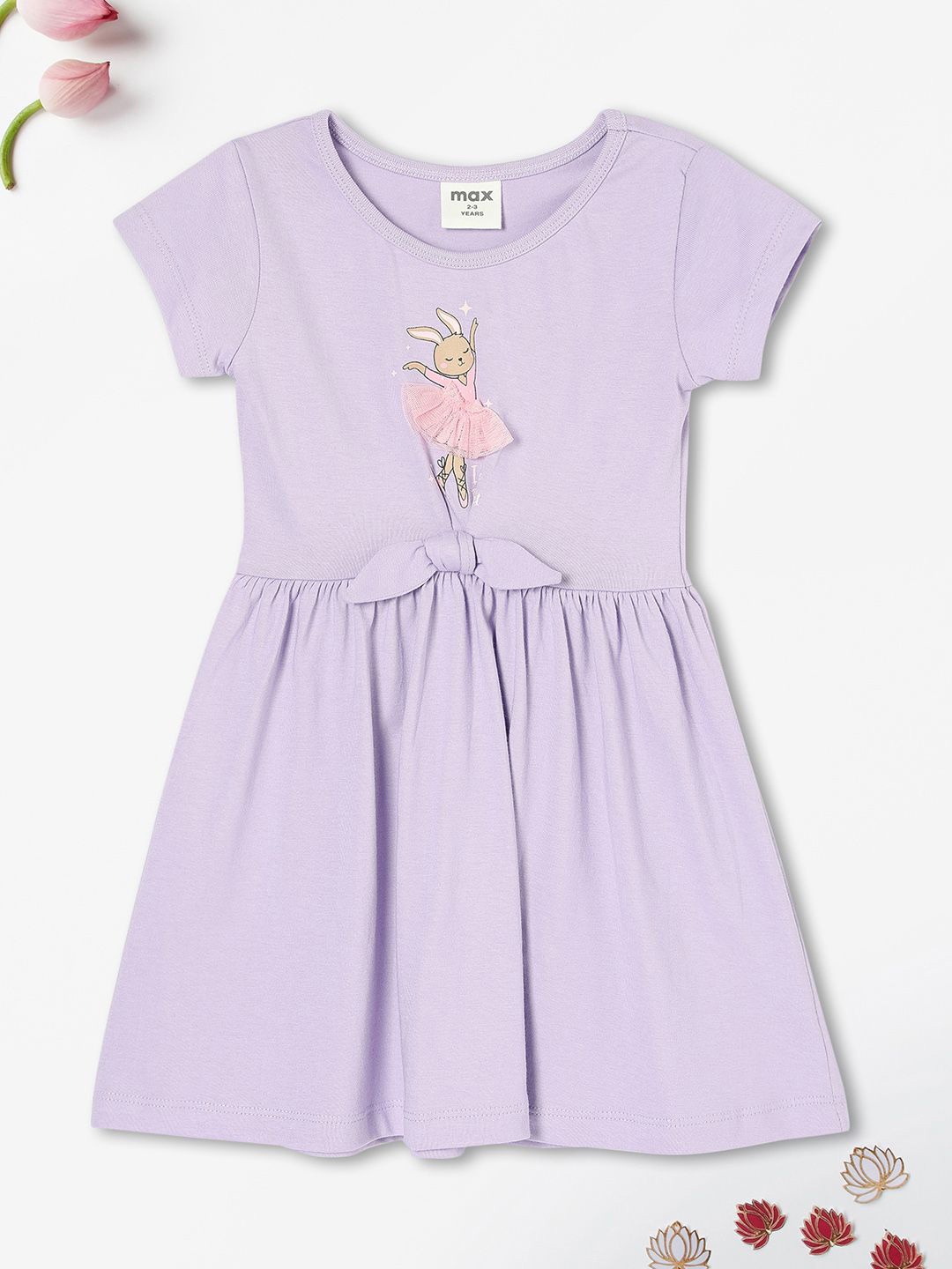 

max Girls Cotton Fit & Flare Dress, Purple