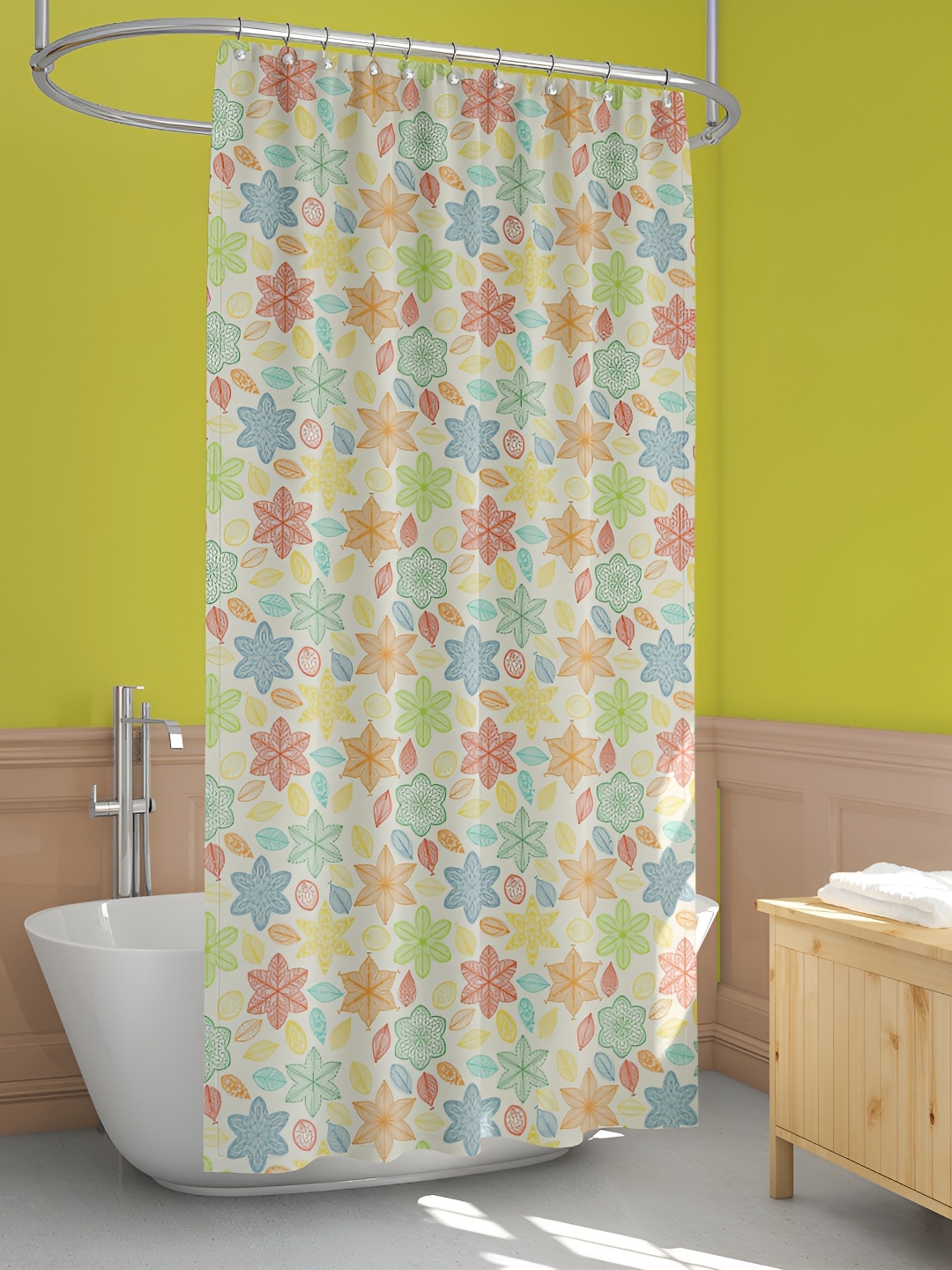 

ArtzFolio Blue & Yellow Floral Printed Waterproof Shower Curtain