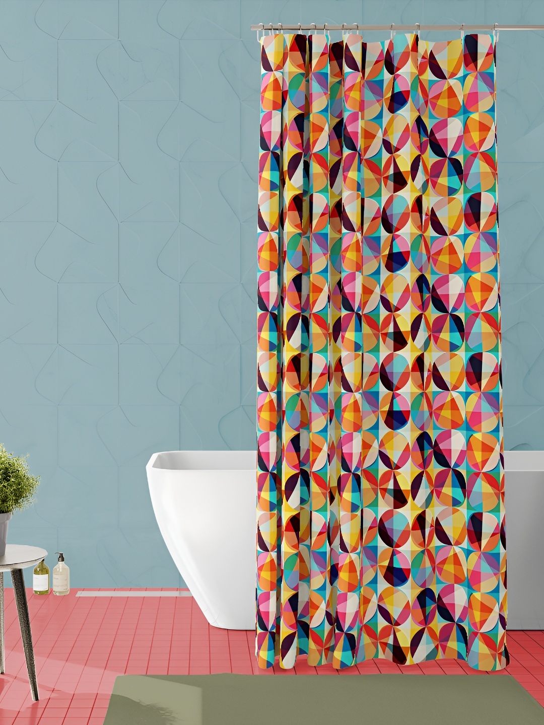 

ArtzFolio Blue & Red Printed Waterproof Shower Curtain