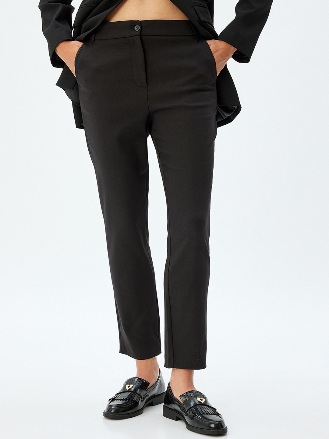 

Koton Women Cotton Regular Trousers, Black