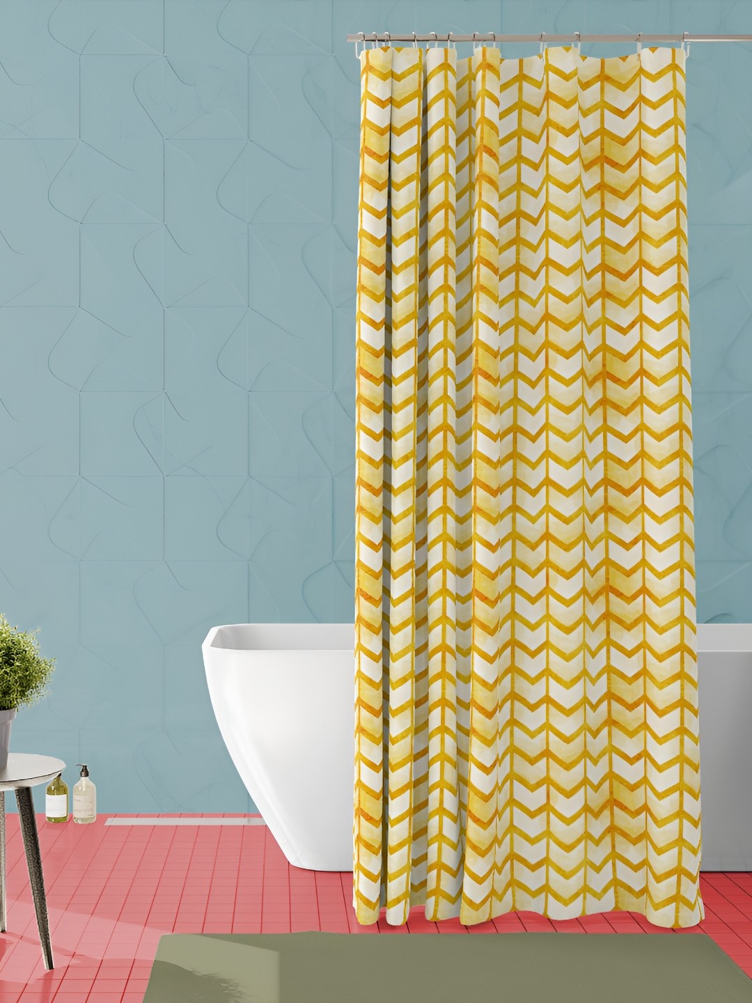 

ArtzFolio Yellow & Brown Printed Water Proof Shower Curtain