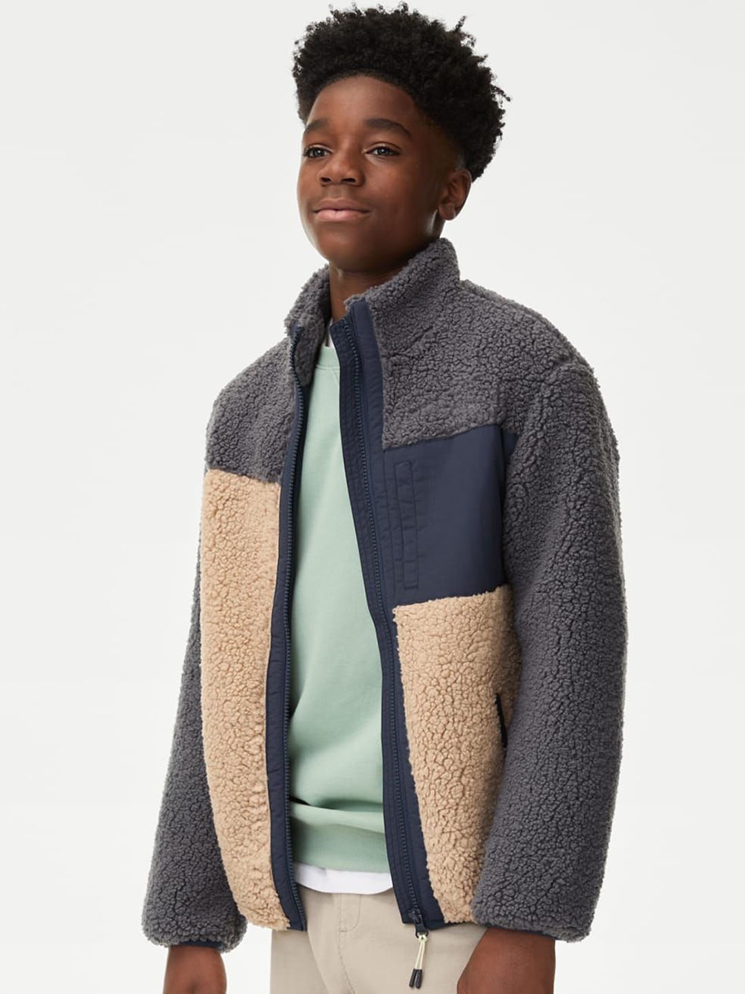 

Marks & Spencer Boys Colourblocked Polyester Longline Bomber Jacket, Multi