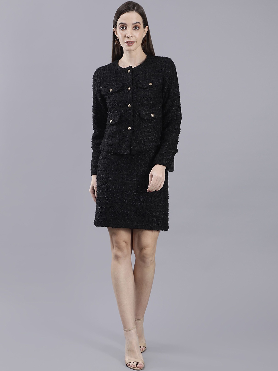 

SAFFE Women Self-Design A-Line Mini Skirts, Black