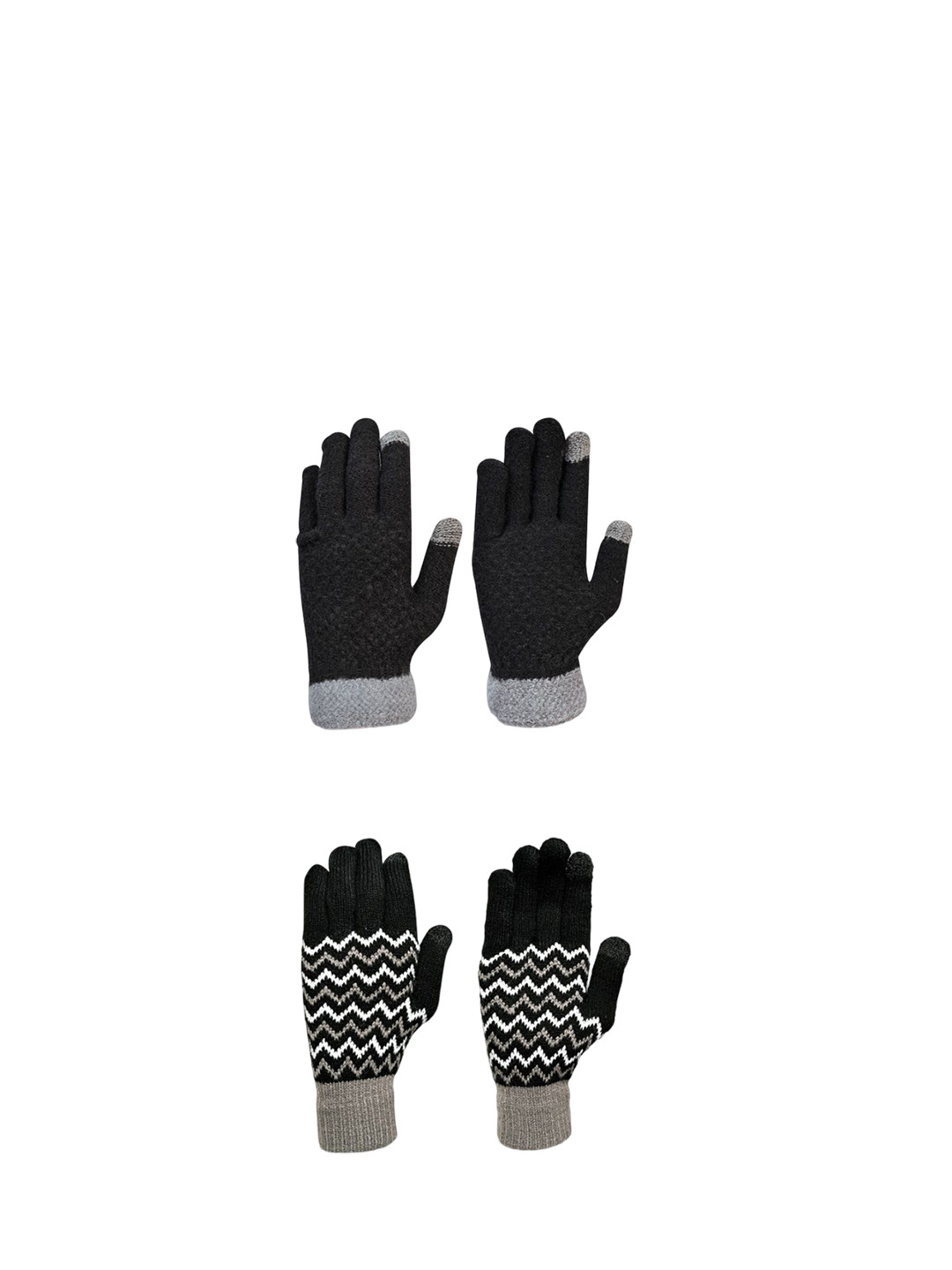 

LOOM LEGACY Men Pack of 2 Striped Touchscreen Gloves, Black