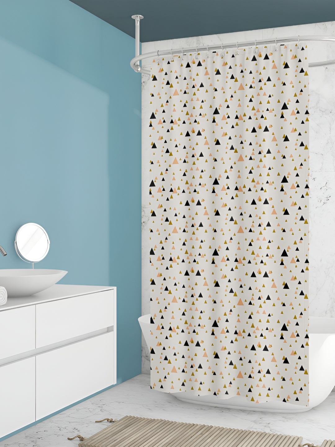 

ArtzFolio White & Yellow Geometric Printed Waterproof Shower Curtain