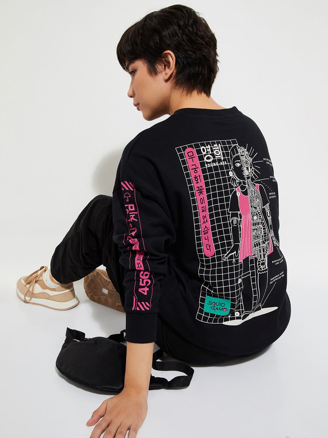 

Max Urb_N Women Squid Game Printed Sweatshirt, Black