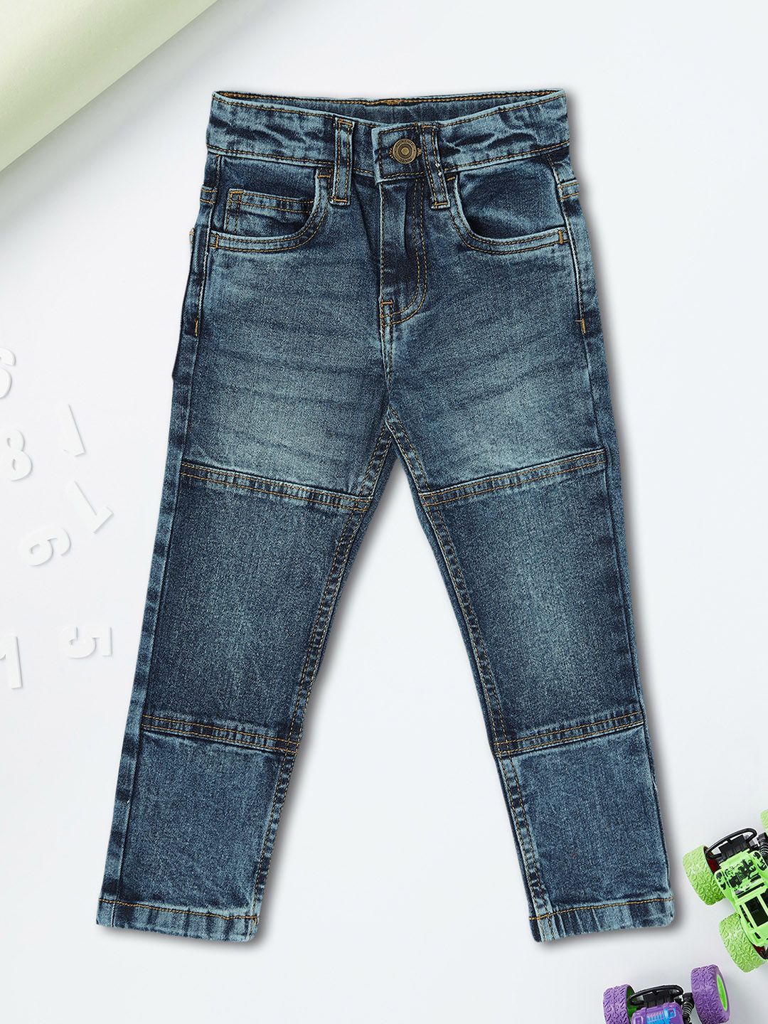 

max Boys Cotton Heavy Fade Mid-Rise Jeans, Blue