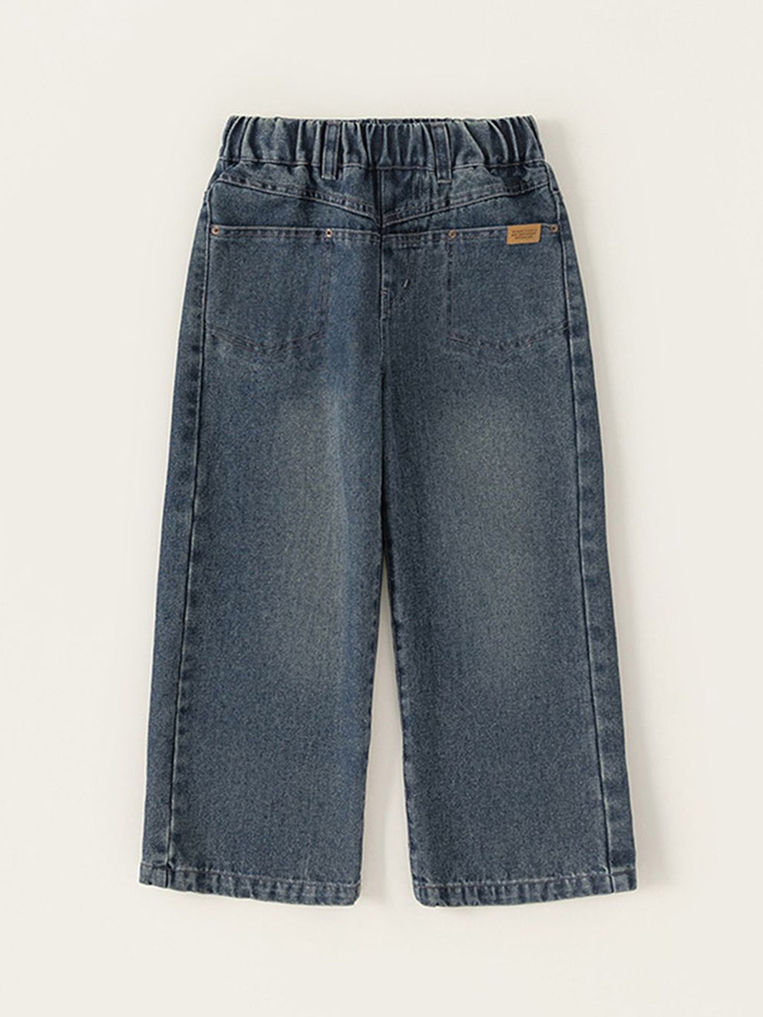 

LULU & SKY Girls Cotton Wide Leg Heavy Fade Jeans, Blue