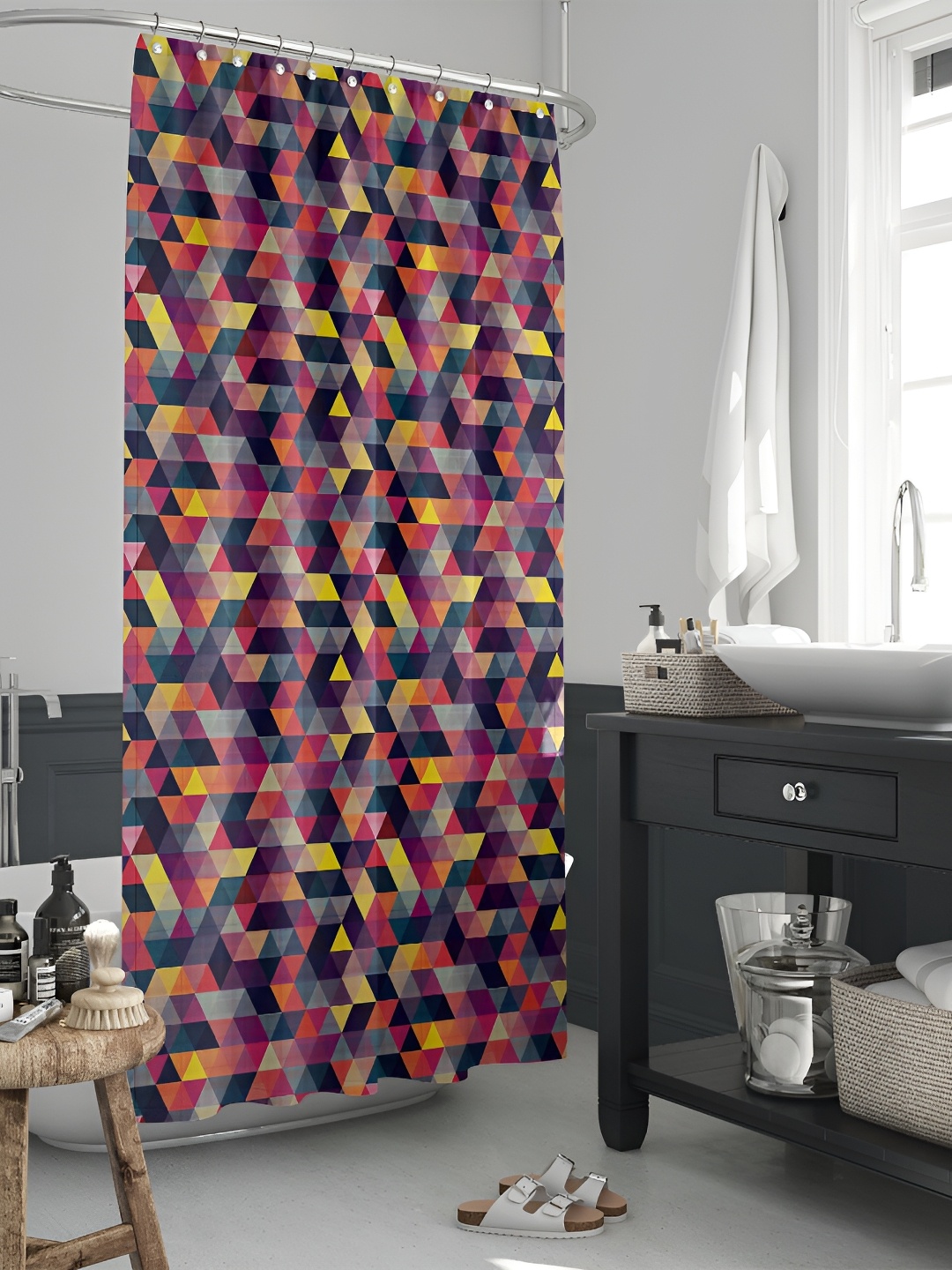 

ArtzFolio Blue & Pink Geometric Printed Waterproof Shower Curtains