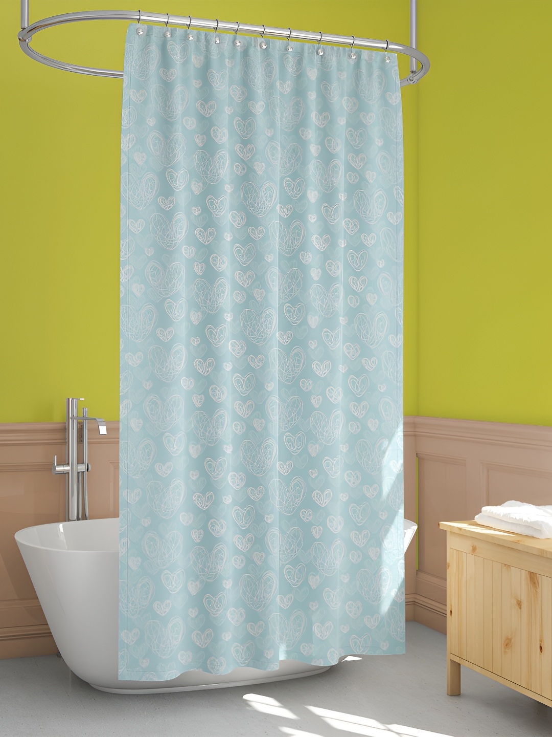 

ArtzFolio Blue & White Printed Waterproof Shower Curtain