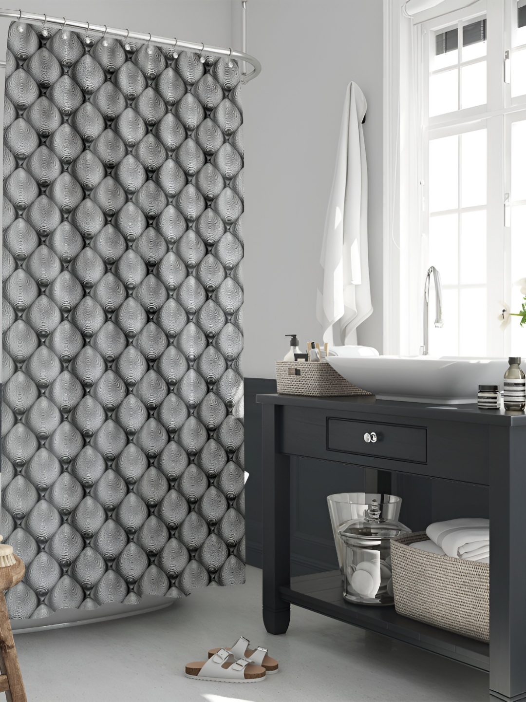 

ArtzFolio Black & White Printed Waterproof Shower Curtain