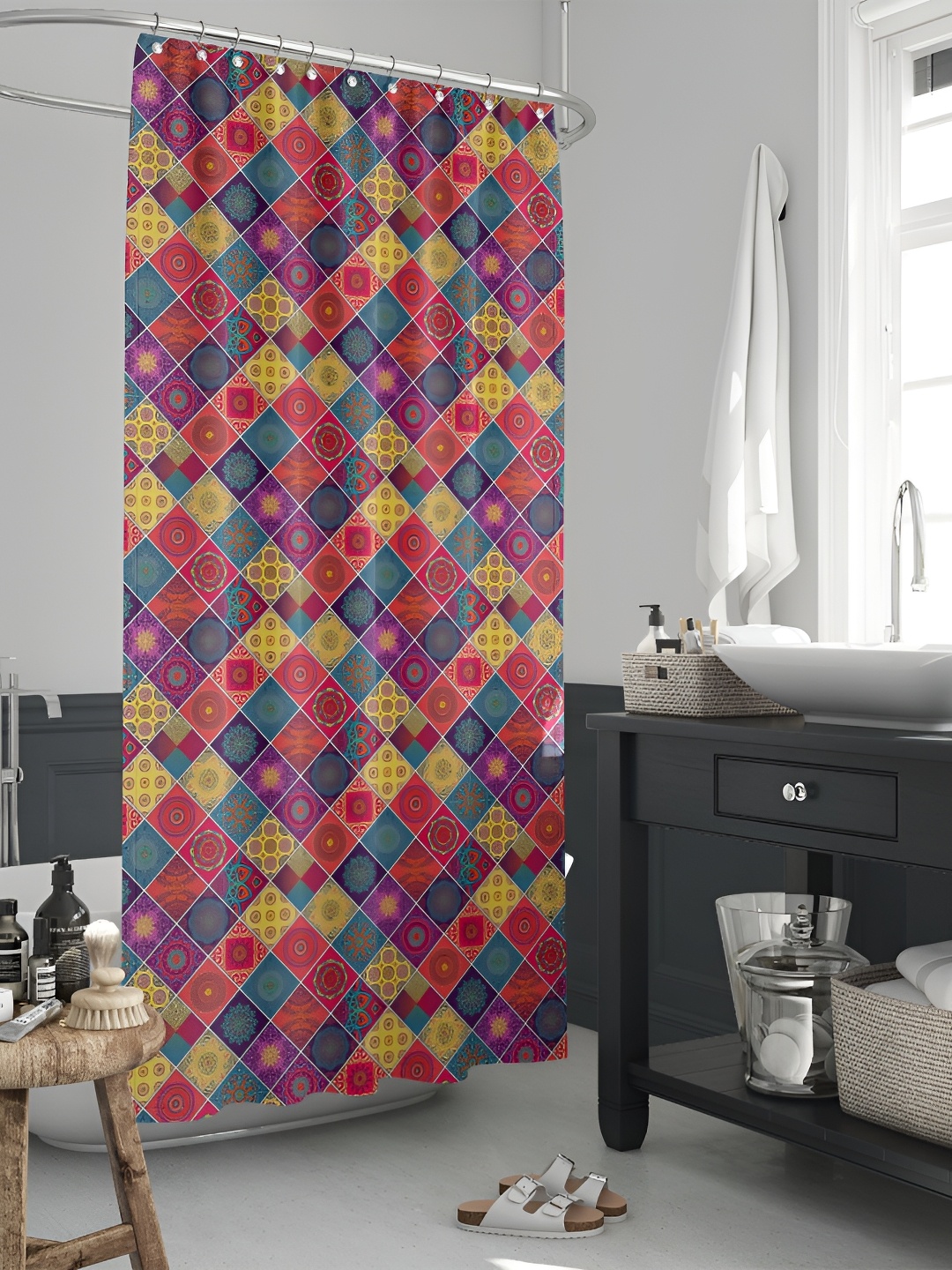 

ArtzFolio Single Piece Waterproof Polyester Shower Curtain, Multi